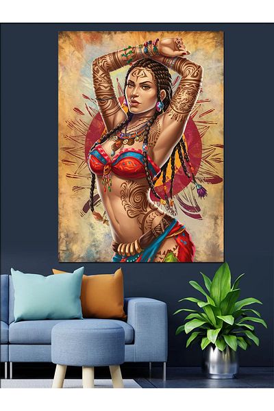 Tablomega Tattooed Dancer Woman Decorative Canvas - Mdf Wooden Painting