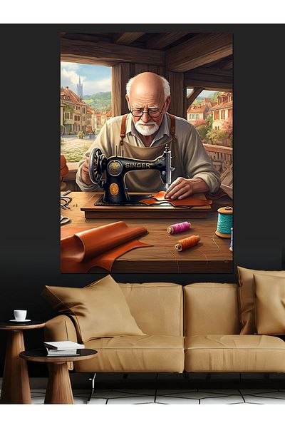 Tablomega Tailor Old Man Decorative Canvas - Mdf Wooden Painting
