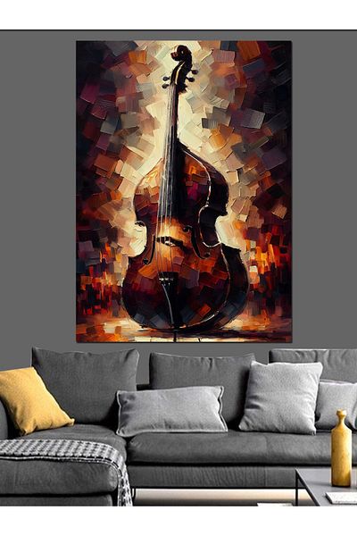 Tablomega Colorful Double Bass Decorative Canvas - Mdf Wooden Table