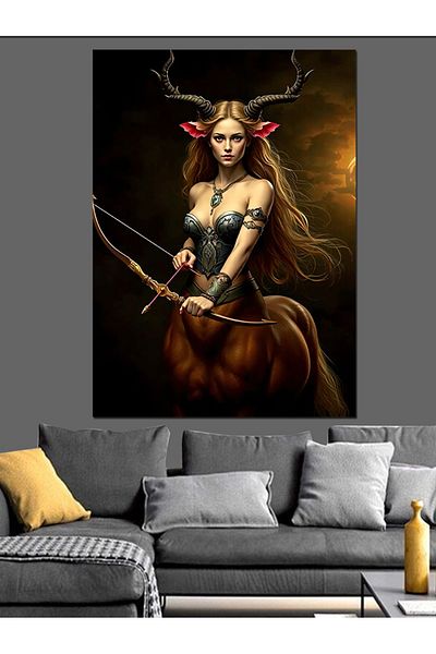 Tablomega Woman Centaur Archer Decorative Canvas - Mdf Wooden Painting