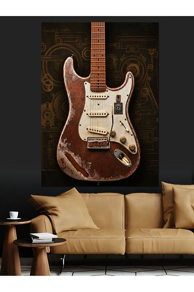 Tablomega Old Electric Guitar Decorative Canvas - Mdf Wood Painting