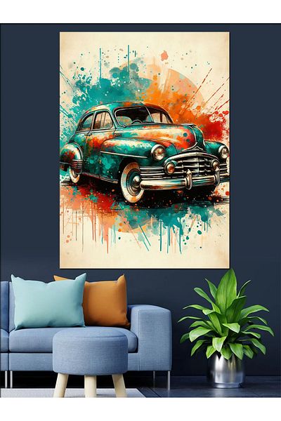 Tablomega Old Model Classic Car Decorative Canvas - Mdf Wooden Painting