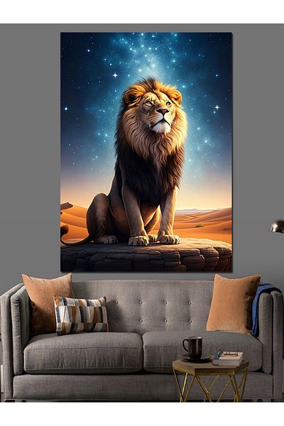 Tablomega Lion of the Throne Decorative Canvas - Mdf Wooden Table