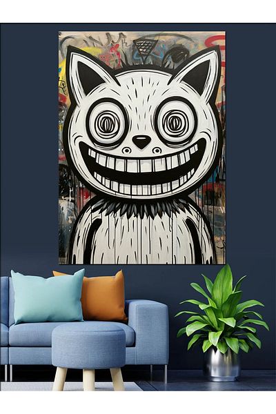 Tablomega Pânză decorativă Wacky Cat - Lemn MDF