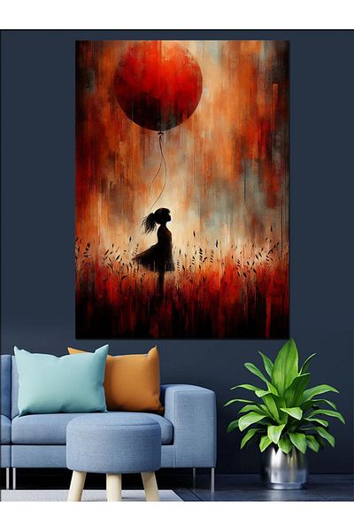 Tablomega Red Balloon Decorative Canvas - Mdf Wooden Painting