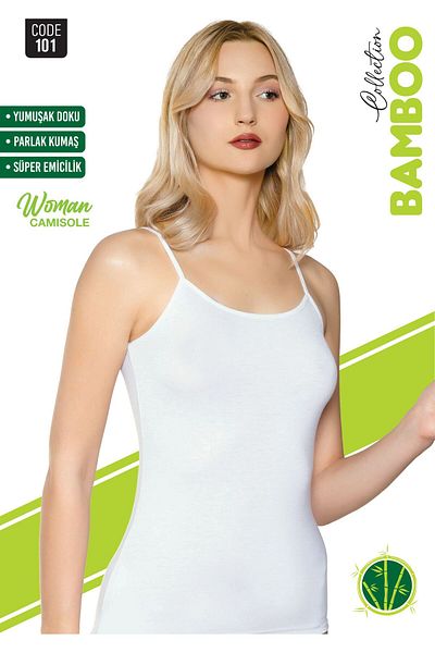Sortie Women's Bamboo Rope Strap Tank Top White Color