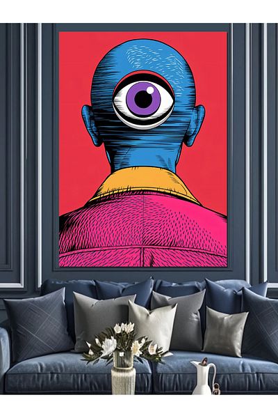 Tablomega Pânză decorativă Blue Face - Lemn MDF
