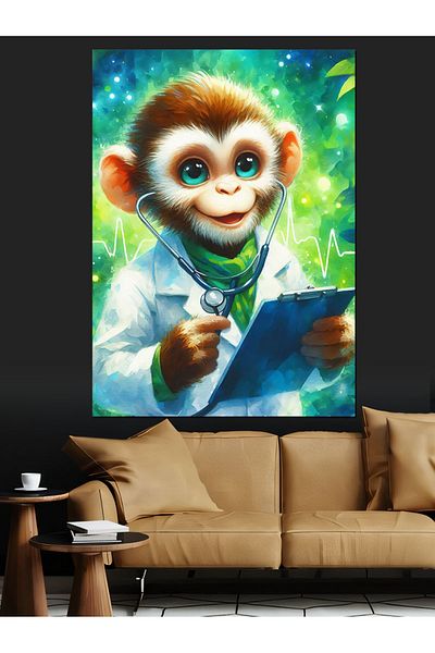 Tablomega Science Monkey Decorative Canvas - Mdf Wooden Painting