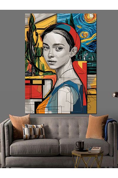 Tablomega Modern Portrait Decorative Canvas - Mdf Wooden Painting
