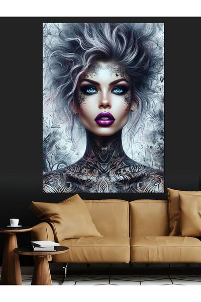 Tablomega Gothic Woman Portrait Decorative Canvas - Mdf Wooden Painting
