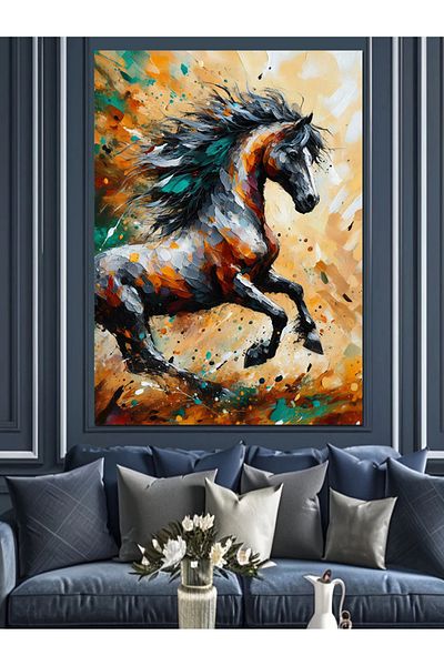 Tablomega Running Wild Horse Decorative Canvas - Mdf Wooden Painting