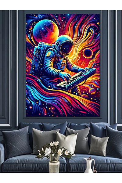 Tablomega Colorful Astronaut Decorative Canvas - Mdf Wooden Painting