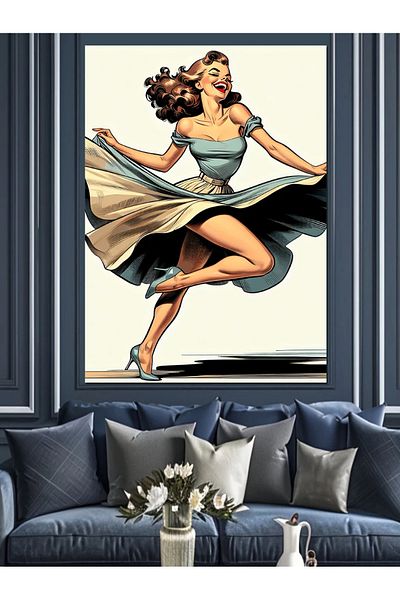 Tablomega Dancing Woman Decorative Canvas - Mdf Wooden Painting