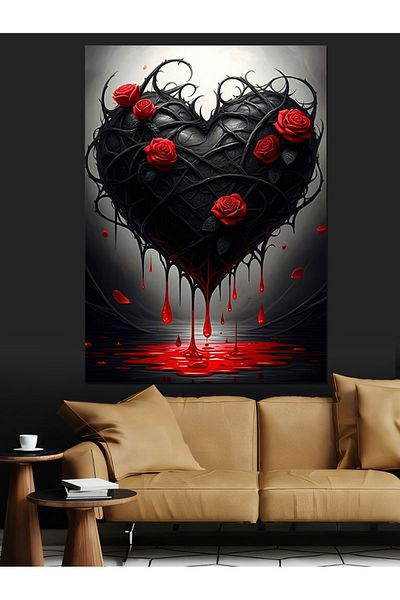 Tablomega Pânză decorativă Heart Bloody - Lemn MDF