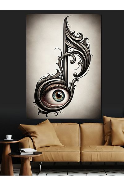 Tablomega Note and Eye Decorative Canvas - Mdf Wooden Painting