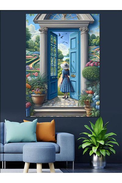 Tablomega Garden Woman Decorative Canvas - Mdf Wooden Painting