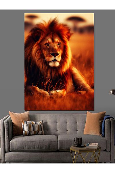 Tablomega Lion Portrait Decorative Canvas - Mdf Wooden Painting