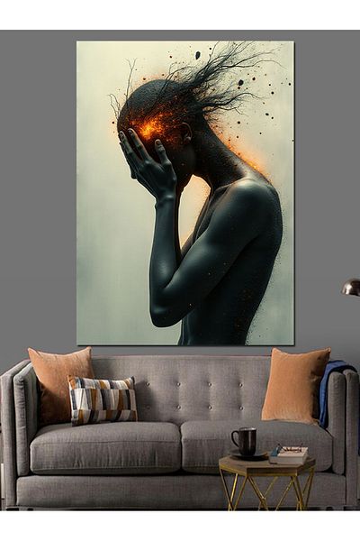 Tablomega Black Figured Woman Decorative Canvas - Mdf Wooden Painting