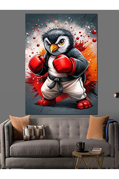 Tablomega Pânză decorativă Boxer Pinguin - Lemn MDF