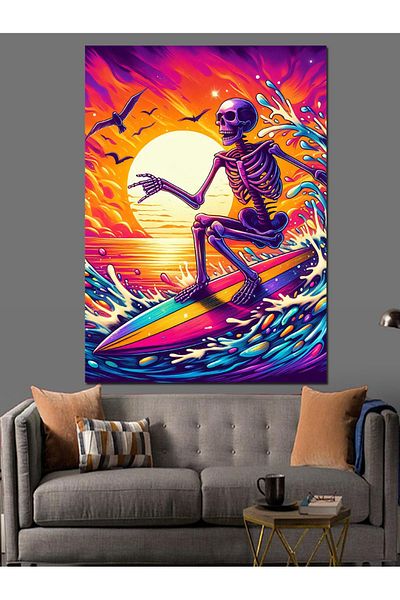 Tablomega Skateboarding Skeleton Decorative Canvas - Mdf Wooden Painting