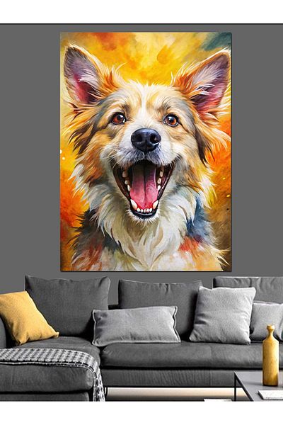 Tablomega Laughing Dog Decorative Canvas - Mdf Wooden Painting