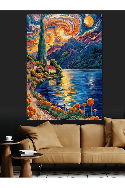 Tablomega Colorful River Decorative Canvas - Mdf Wooden Painting