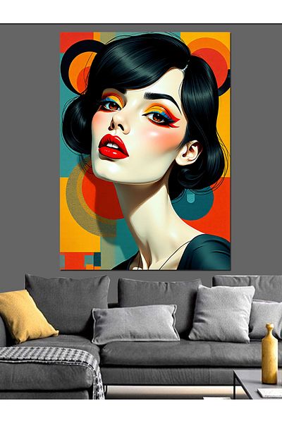 Tablomega Colorful Woman Portrait Decorative Canvas - Mdf Wooden Painting