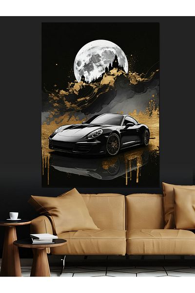 Tablomega Sports Car Decorative Canvas in Moonlight - Mdf Wooden Painting