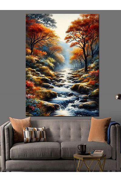 Tablomega Autumn Landscape Decorative Canvas - Mdf Wooden Painting