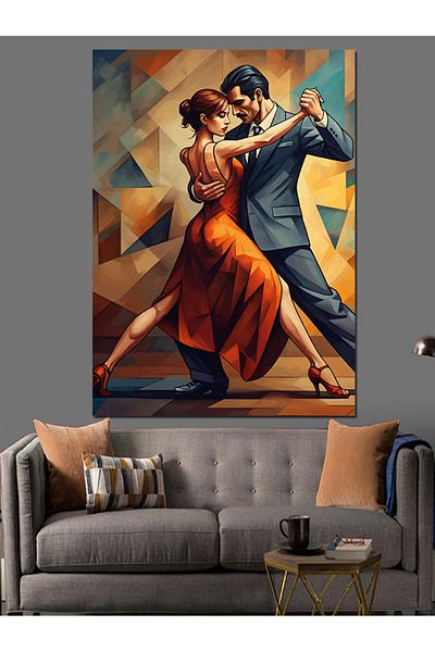Tablomega Dancing Couple Decorative Canvas - Mdf Wooden Table