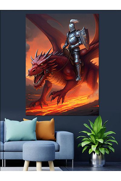 Tablomega Dragon Rider Decorative Canvas - Mdf Wooden Painting