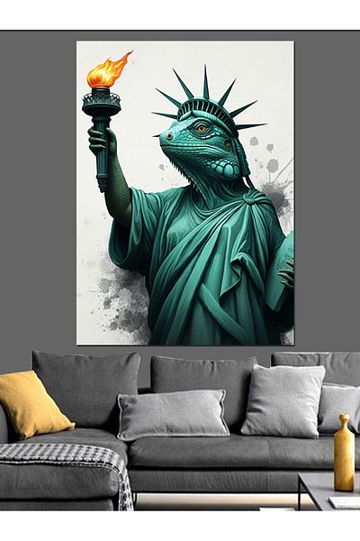 Tablomega Statue of Liberty Decorative Canvas - Mdf Wooden Table
