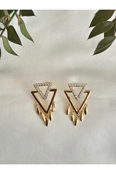 mibrillo Gold Marka Muadili Üçgen Pullu Küpe