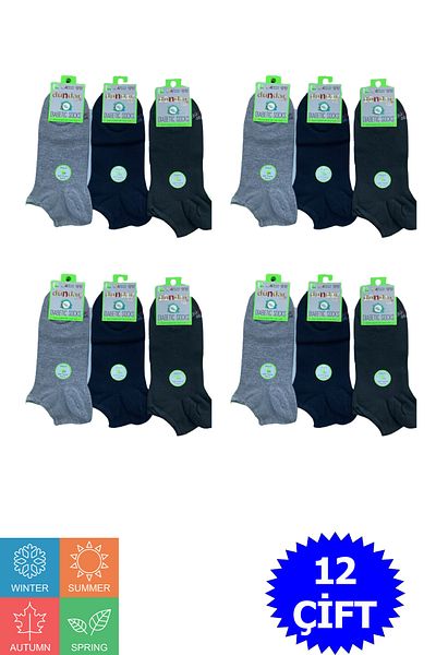Dündar Women's Bamboo Diabetic Booties Socks 12 Pack 4 Seasons