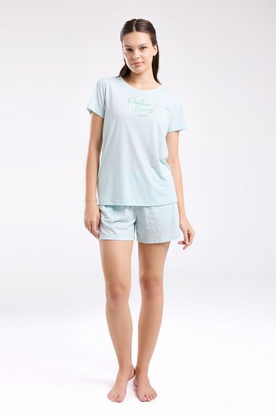Pierre Cardin Women's Mint Shorts Pocket Detailed Short Sleeve Pajamas Set R.O.8.9.Z.E.8.8..L.T.