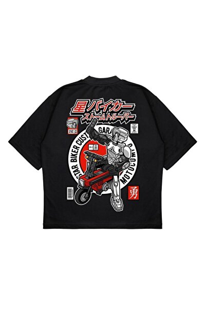 PURE EFFECT Unisex Oversize kroj Motocompo leđa Štampano Boxy kroj debeo mate...