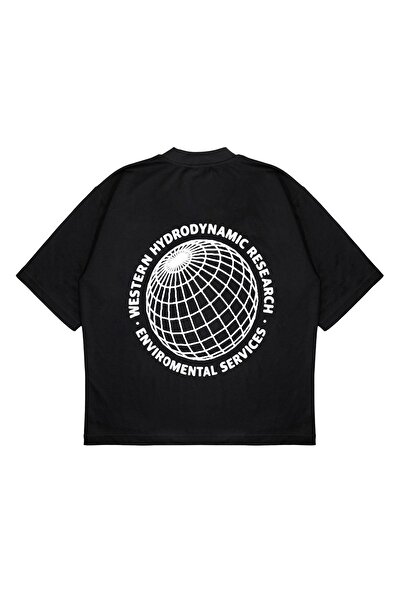 PURE EFFECT Unisex Oversize Western Hydrodynamıc Research Boxy Fit Fabric T-S...