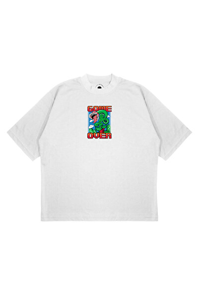 PURE EFFECT Unisex Oversize kroj Mario Game Over Štampano Boxy Fit Debeli Mat...