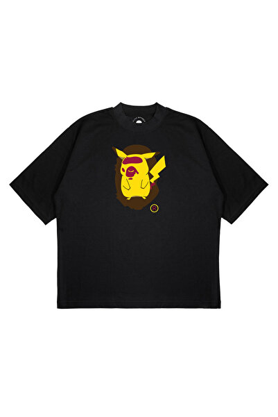 PURE EFFECT Unisex Oversize kroj Bape Pıkachu Štampano Boxy Fit Debeli Materi...