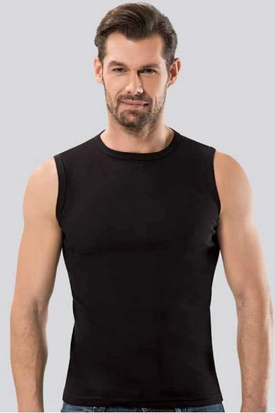 Anıt 5 Pieces Men's Ribbed Zero Sleeve Crew Neck Undershirt 100% Cotton