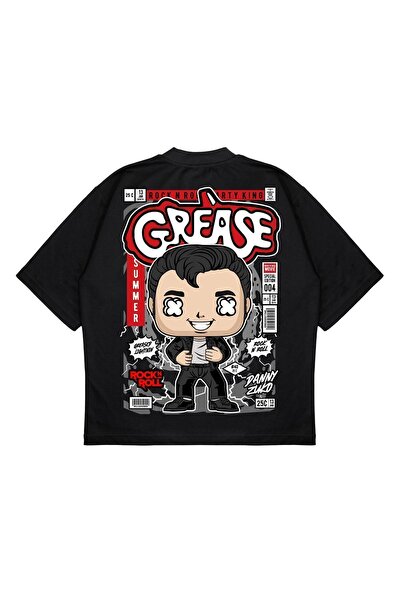 PURE EFFECT Unisex Oversize kroj Grease Back Štampano Boxy Fit Debeli Materij...