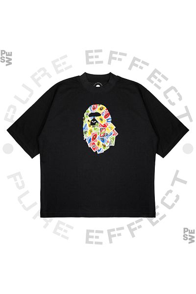 PURE EFFECT Tricou unisex oversize A Bathing Ape Uno cu imprimeu Box Fit