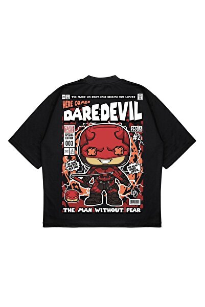 PURE EFFECT Unisex Oversize kroj Dare Devil Leđa Štampano Kutijasti kroj Debe...