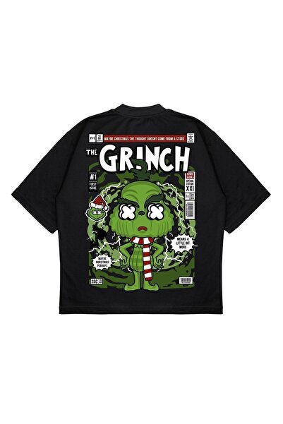 PURE EFFECT Unisex Oversize kroj Grinch leđa Štampano Kutijasti kroj, debela ...
