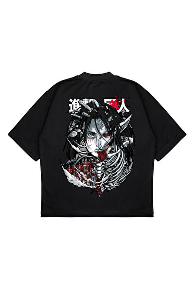 PURE EFFECT Unisex Oversize kroj Attack On Titan Face Štampano Boxy Fit Debel...