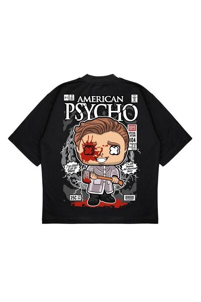 PURE EFFECT Unisex Oversize kroj American Psycho Back Štampano Boxy Fit Debel...