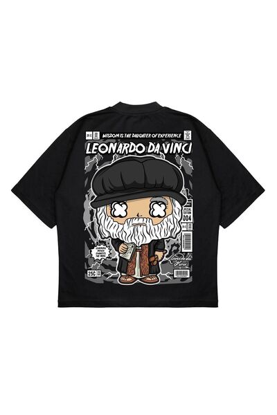 PURE EFFECT Unisex Oversize kroj Leonardo Da Vinci ruksak Štampano čvrsta tka...