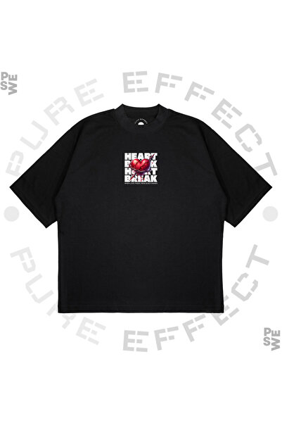 PURE EFFECT Unisex Oversize kroj Heart Break Štampano Boxy Fit Debeli Materij...