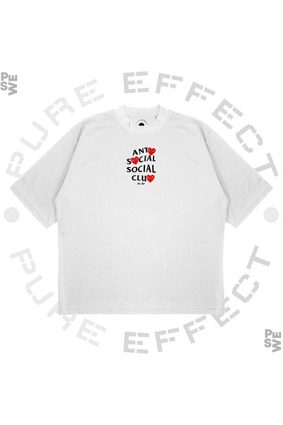 PURE EFFECT Μπλουζάκι Unisex Oversize Social Club Heart Printed Box Fit Fabric T-shirt