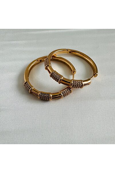 XUPİNGS 316L Çelik Zirkon Taşlı Rose Renk Kalka Küpe